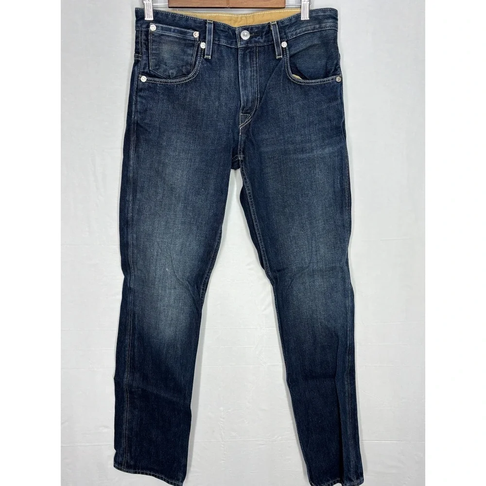 Levi's 511 Straight Leg Jeans Mens Blue Denim Dark‎ Wash 5-Pocket Whisker 32x34